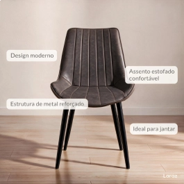 Kit 4 Cadeiras estofada Chicago com design industrial – Marrom Vintage