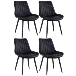Kit 4 Cadeiras estofada Chicago com design industrial – Preto