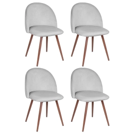Kit 4 cadeiras estofada de jantar Maite Sedona em veludo – Cinza