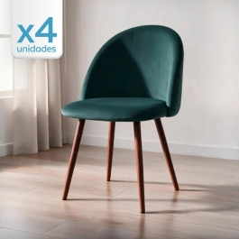 Kit 4 cadeiras estofada de jantar Maite Sedona em veludo – Verde Escuro