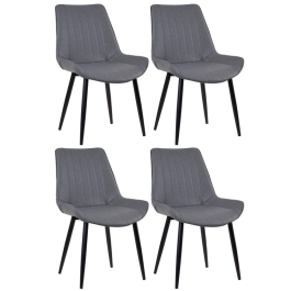 Kit 4 Cadeiras estofada Chicago com design industrial - Cinza vintage