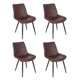 Kit 4 Cadeiras estofada Chicago com design industrial - Marrom Café