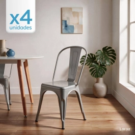 Kit 4 cadeiras Iron Tolix com design industrial para cozinha e restaurante - Prata