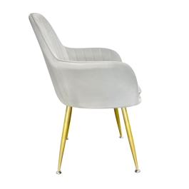 Kit 4 Cadeiras Poltrona Lines com pés dourados Suede para sala de jantar – Cinza Kit 4 Cadeiras Poltrona Lines com pés dourados Suede para sala de jantar – Cinza