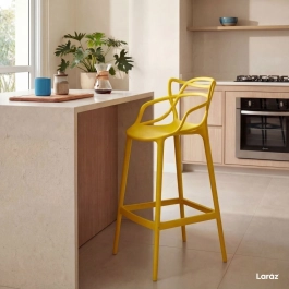 Kit 5 Banquetas alta para bancada Master Allegra em Polipropileno 78 cm - Amarelo