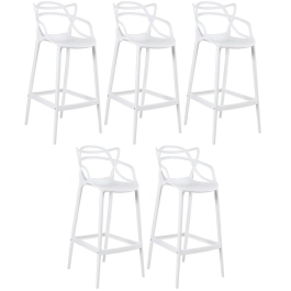 Kit 5 Banquetas alta para bancada Master Allegra em Polipropileno 78 cm - Branco