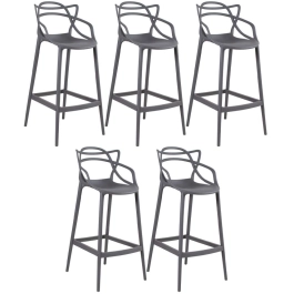 Kit 5 Banquetas alta para bancada Master Allegra em Polipropileno 78 cm - Cinza escuro
