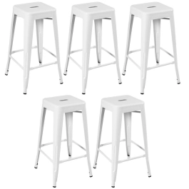 Kit 5 banquetas altas para bancada Iron Tolix 76 cm – Branco