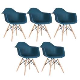 Kit 5 Cadeiras de jantar Charles Eames Eiffel DAW em Polipropileno - Azul petróleo Kit 5 Cadeiras de jantar Charles Eames Eiffel DAW em Polipropileno - Azul petróleo