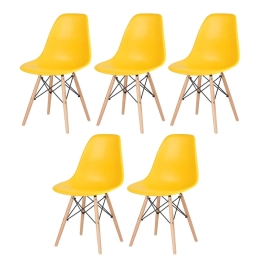 Kit 5 Cadeiras de jantar Charles Eames Eiffel DSW em Polipropileno - Amarelo Kit 5 Cadeiras de jantar Charles Eames Eiffel DSW em Polipropileno - Amarelo
