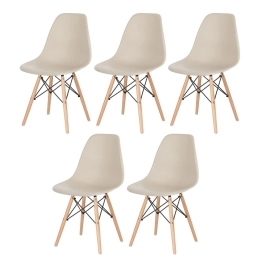 Kit 5 Cadeiras de jantar Charles Eames Eiffel DSW em Polipropileno - Nude Kit 5 Cadeiras de jantar Charles Eames Eiffel DSW em Polipropileno - Nude