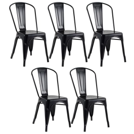 Kit 5 Cadeiras de jantar Iron Tolix com design industrial - Preto Semibrilho