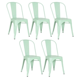 Kit 5 Cadeiras de jantar Iron Tolix com design industrial - Verde Claro