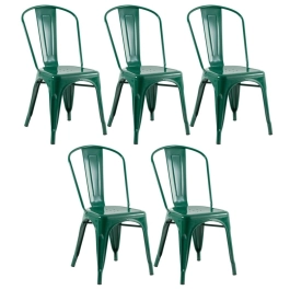 Kit 5 Cadeiras de jantar Iron Tolix com design industrial - Verde Escuro