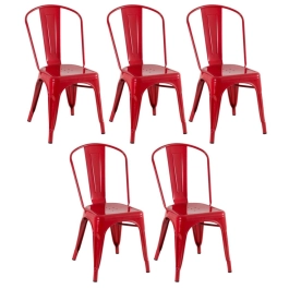Kit 5 Cadeiras de jantar Iron Tolix com design industrial - Vermelho