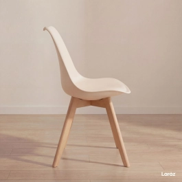 Kit 5 cadeiras de jantar Leda com assento estofado e design moderno – Creme