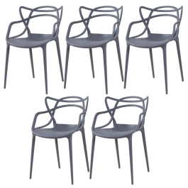 Kit 5 Cadeiras de jantar Master Allegra Design Moderno em Polipropileno - Cinza escuro Kit 5 Cadeiras de jantar Master Allegra Design Moderno em Polipropileno - Cinza escuro