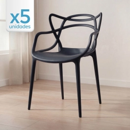 Kit 5 Cadeiras de jantar Master Allegra Design Moderno em Polipropileno - Preto