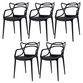 Kit 5 Cadeiras de jantar Master Allegra Design Moderno em Polipropileno - Preto