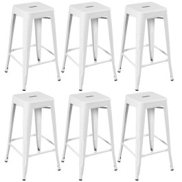 Kit 6 Banquetas alta para bancada Iron Tolix 76 cm – Branco