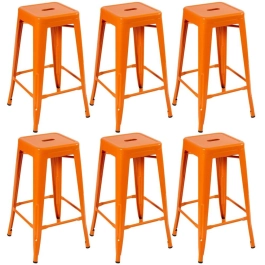 Kit 6 Banquetas alta para bancada Iron Tolix 76 cm – Laranja