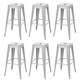 Kit 6 Banquetas alta para bancada Iron Tolix 76 cm - Prata
