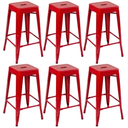 Kit 6 Banquetas alta para bancada Iron Tolix 76 cm – Vermelho