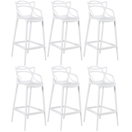 Kit 6 Banquetas alta para bancada Master Allegra em Polipropileno 78 cm - Branco