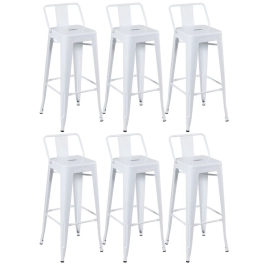 Kit 6 banquetas altas para bancada Iron Tolix com encosto 76 cm – Branco