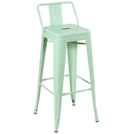 Kit 6 banquetas altas para bancada Iron Tolix com encosto 76 cm – Verde Claro