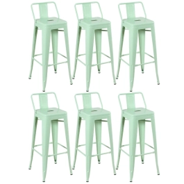 Kit 6 banquetas altas para bancada Iron Tolix com encosto 76 cm – Verde Claro Kit 6 banquetas altas para bancada Iron Tolix com encosto 76 cm – Verde Claro