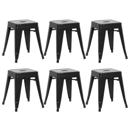 Kit 6 Banquetas baixa para cozinha Iron Tolix 45 cm - Preto