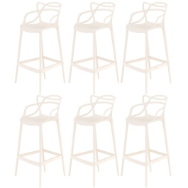 Kit 6 Banquetas média para bancada Master Allegra em Polipropileno 66 cm - Creme Kit 6 Banquetas média para bancada Master Allegra em Polipropileno 66 cm - Creme