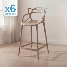 Kit 6 Banquetas média para bancada Master Allegra em Polipropileno 66 cm - Nude