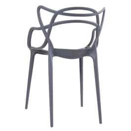 Kit 6 cadeiras + 2 banquetas médias Masters Allegra - Cinza Escuro