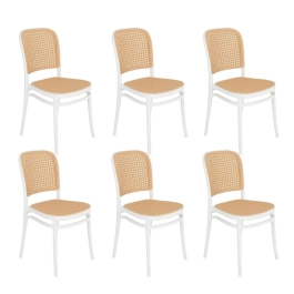 Kit 6 Cadeiras de jantar Amis Lola com design moderno e assento confortável - Branco