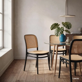 Kit 6 Cadeiras de jantar Amis Lola com design moderno e assento confortável - Preto