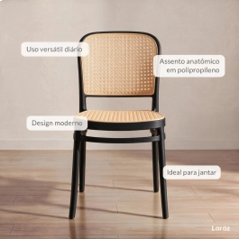 Kit 6 Cadeiras de jantar Amis Lola com design moderno e assento confortável - Preto Kit 6 Cadeiras de jantar Amis Lola com design moderno e assento confortável - Preto