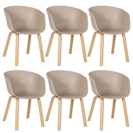 Kit 6 Cadeiras de jantar Cassia com design moderno e assento confortável – Nude