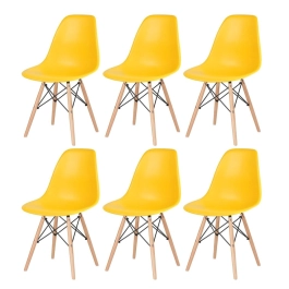 Kit 6 Cadeiras de jantar Charles Eames Eiffel DSW em Polipropileno - Amarelo Kit 6 Cadeiras de jantar Charles Eames Eiffel DSW em Polipropileno - Amarelo
