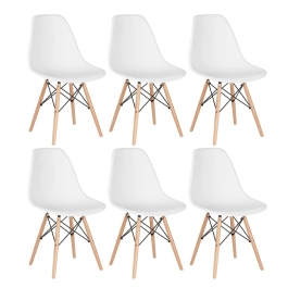 Kit 6 Cadeiras de jantar Charles Eames Eiffel DSW em Polipropileno - Branco