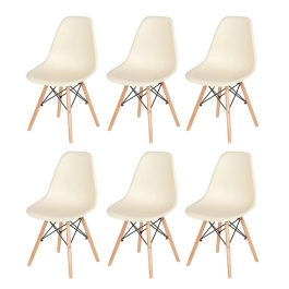 Kit 6 Cadeiras de jantar Charles Eames Eiffel DSW em Polipropileno - Creme Kit 6 Cadeiras de jantar Charles Eames Eiffel DSW em Polipropileno - Creme