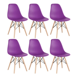 Kit 6 Cadeiras de jantar Charles Eames Eiffel DSW em Polipropileno - Roxo Kit 6 Cadeiras de jantar Charles Eames Eiffel DSW em Polipropileno - Roxo