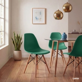 Kit 6 Cadeiras de jantar Charles Eames Eiffel DSW em Polipropileno - Verde escuro Kit 6 Cadeiras de jantar Charles Eames Eiffel DSW em Polipropileno - Verde escuro
