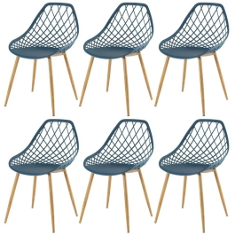 Kit 6 Cadeiras de jantar Clarice Cloe com design contemporâneo - Azul petróleo