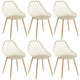 Kit 6 cadeiras de jantar Clarice Cloe com design contemporâneo – Nude
