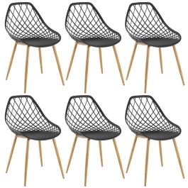 Kit 6 cadeiras de jantar Clarice Cloe com design contemporâneo – Preto