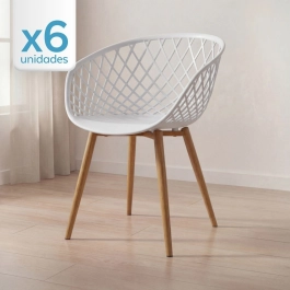 Kit 6 Cadeiras de jantar Clarice Nest com design moderno e anatômico - Branco
