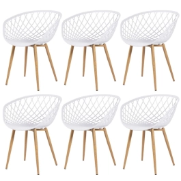 Kit 6 Cadeiras de jantar Clarice Nest com design moderno e anatômico - Branco
