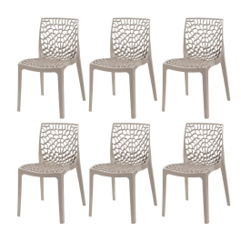 Kit 6 Cadeiras de jantar Gruvyer com design contemporâneo e anatômico - Nude Kit 6 Cadeiras de jantar Gruvyer com design contemporâneo e anatômico - Nude